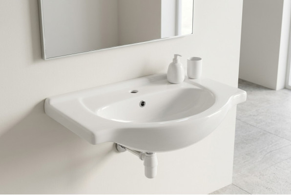 Lavabo de cerámica empotrado, lavabo blanco.