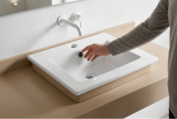 Lavabo de cerámica lavabo Lavabo decorativo Lavabo sobre encimera blanco Lavabo