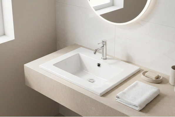 Lavabo de cerámica lavabo Lavabo decorativo Lavabo sobre encimera blanco Lavabo