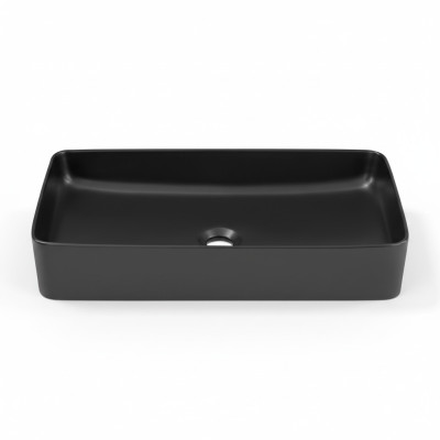 Fregadero de cerámica negro, encimera de mesa para lavabo.