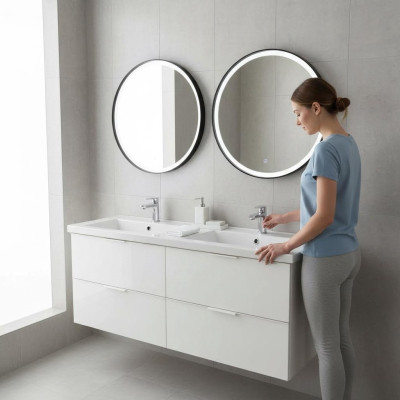 Doble lavabo de cerámica Lavabo encimera de cerámica