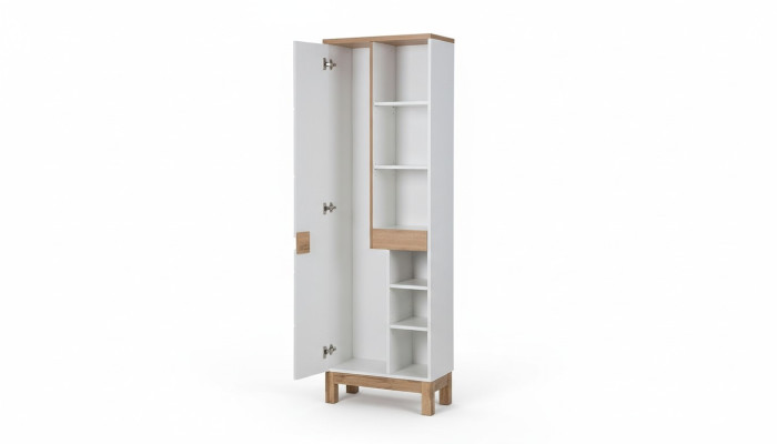 Mueble de baño Armario alto Armario Almacenamiento Decorativo Baño Blanco