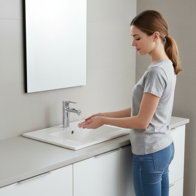 Lavabo de cerámica decorativa Lavabo en blanco Lavabo sobre encimera