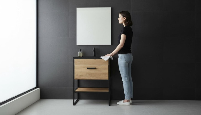 Mueble de baño conjunto 60 cm Lavabo con armario bajo Lavamanos Estilo loft.