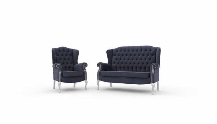 Conjunto de sofá clásico Chesterfield 3+2+1 plazas Sofá Sofá Tapizado en terciopelo Nuevo