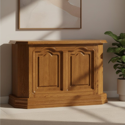 Mesa consola de madera marrón con cajón y estante, mesa auxiliar aparador