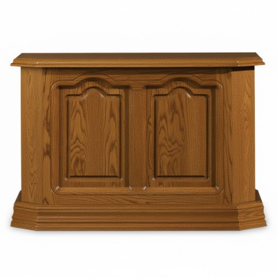 Mesa consola de madera marrón con cajón y estante, mesa auxiliar aparador