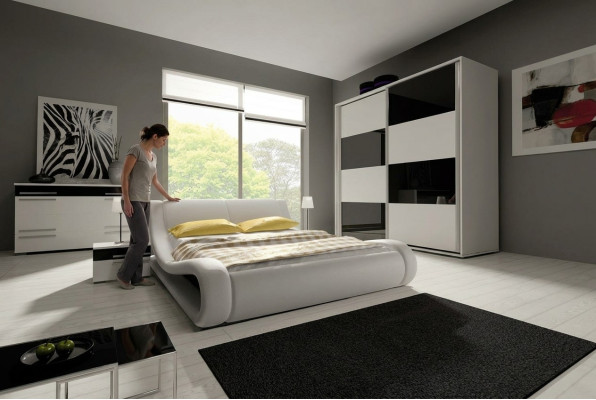 Diseño de dormitorio completo Conjuntos Armario Cama Cómoda Mesita de noche Moderno.