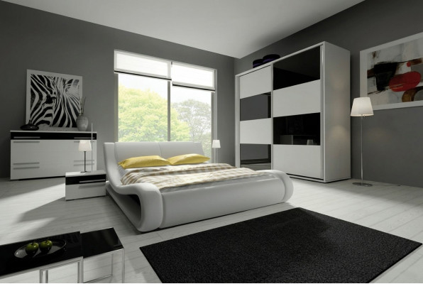Diseño de dormitorio completo Conjuntos Armario Cama Cómoda Mesita de noche Moderno.