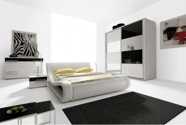 Diseño de dormitorio completo Conjuntos Armario Cama Cómoda Mesita de noche Moderno.