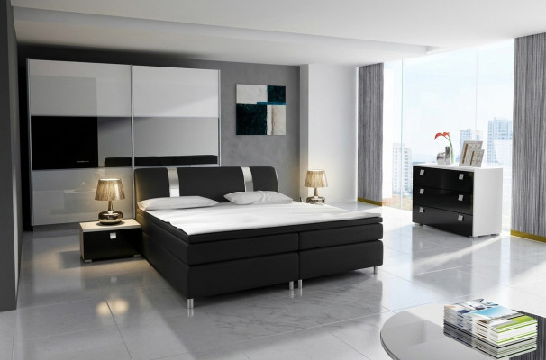 Diseño Dormitorio moderno Conjuntos completos Armario Cama Cómoda Mesita de noche