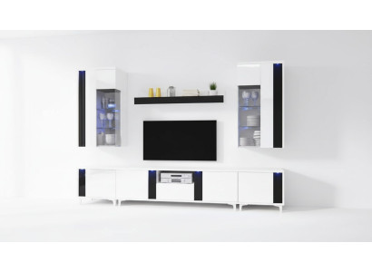 Mueble de salón de alto brillo, módulo de pared, decoración de salón, armario, vitrina, aparador