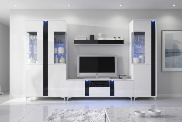 Mueble de pared de alto brillo para sala de estar, decoración, armario, vitrina, aparador.