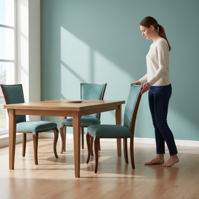 Grupo de comedor 6 x silla con respaldo conjunto de sillas de comedor de madera acolchadas nuevas
