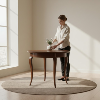 Mesas redondas, mesa de comedor redonda, mesa de diseñador redonda de madera lacada de alto brillo 95/295cm muebles