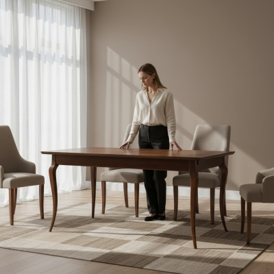 Mesa de comedor ovalada extensible 160/260cm mesas de madera clásicos muebles de comedor mesa.