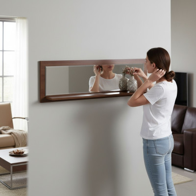 Espejo de pared clásico con marco de madera muebles espejo nuevo 154x45cm marco de vidrio pared