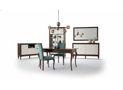 Juego completo de mesa de comedor + 6 sillas, juego de comedor, grupo decorativo de comedor, mesa de madera