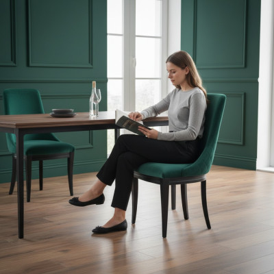 Diseñador de lujo Silla clásica de comedor Sillas Asiento Moderno de madera maciza Sillón