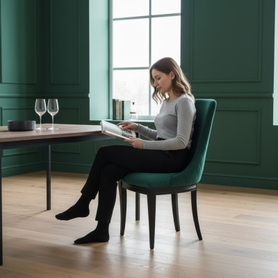 Sillas verdes 2x lujo Silla de comedor clásica Sillas Asiento moderno Madera maciza
