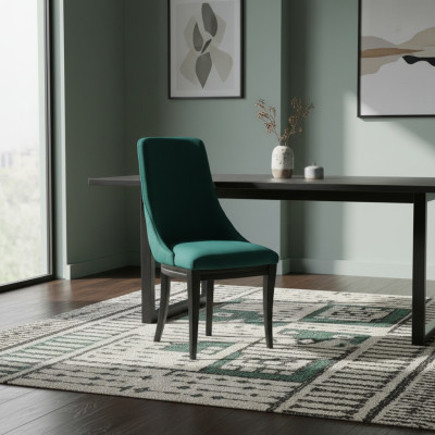 Sillas verdes 2x lujo Silla de comedor clásica Sillas Asiento moderno Madera maciza