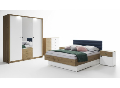 Dormitorio Juego Cama 2 Mesitas de Noche Marco de Cama Clásico Diseño Muebles 3 piezas