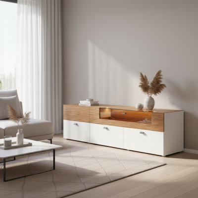 Mueble de TV cómoda RTV XXL Mesa de armario de sala de estar de madera clásica barroca.