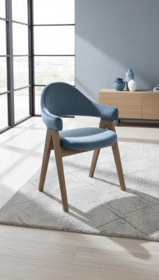 Diseño de lujo, silla de madera maciza tapizada con respaldo para asiento de oficina, comedor.