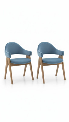 Set de 2 sillas de diseño de lujo tapizadas de madera maciza para oficina y comedor.