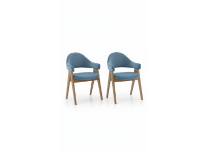 Set de 2 sillas de diseño de lujo tapizadas de madera maciza para oficina y comedor.