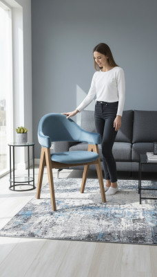 Conjunto de comedor 6x silla de diseño de lujo acolchada de madera maciza Silla de oficina.