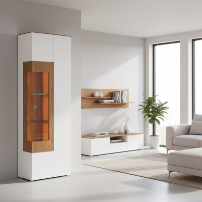 Vitrina de cristal armario vitrina salón escaparate 1 puerta. Armario vitrina alto moderno.