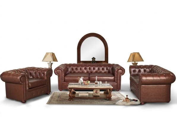Sofá Chesterfield de 2 plazas de cuero 2+1 conjunto de asientos de sofá.