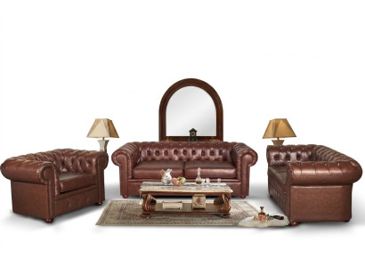 Sofá Chesterfield de 2 plazas de cuero 2+1 conjunto de asientos de sofá.
