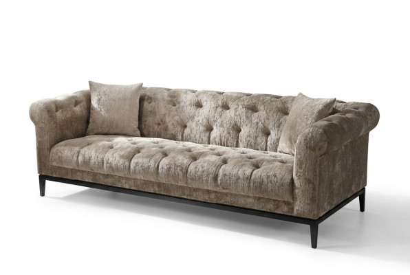 Sofá Chesterfield de lujo noble tela de tapicería de cuero.