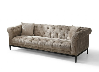 Sofá Chesterfield de lujo noble tela de tapicería de cuero.