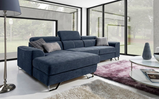 Estiloso, muy suave, sofá de esquina ultra cómodo en un acolchado de moda y lujo.