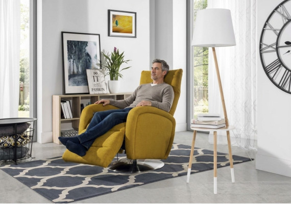 Sillón Lounge Silla de diseñador Sofá tapizado de 1 plaza Relax Giratorio Televisión Tela