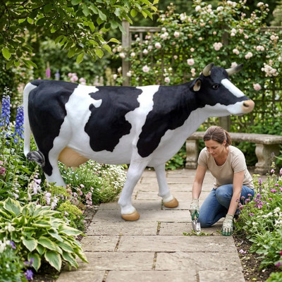 Expositor de decoración de vaca de granja de jardín, escultura de vaca de 210 cm nuevo.