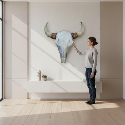 Cráneo de toro Cabeza de toro Esculturas de pared Altura 64 cm Figura decorativa Esqueleto Cráneo