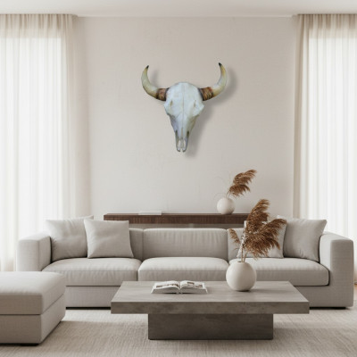 Cráneo de toro Cabeza de toro Esculturas de pared Altura 64 cm Figura decorativa Esqueleto Cráneo