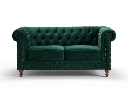 Sofá Chesterfield de tres plazas en verde británico - Muebles de lujo de cuero.