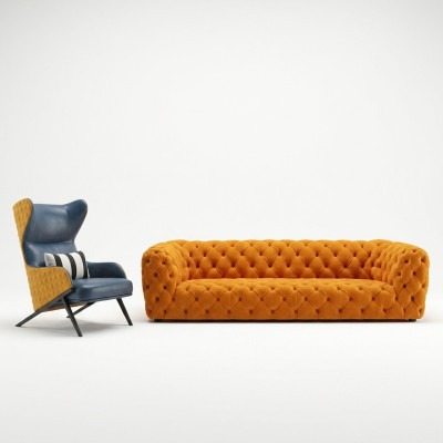 Sofá de lujo extra - Chesterfield Big XXL sofá - Asiento acolchado de cuatro plazas