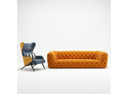 Sofá de lujo extra - Chesterfield Big XXL sofá - Asiento acolchado de cuatro plazas