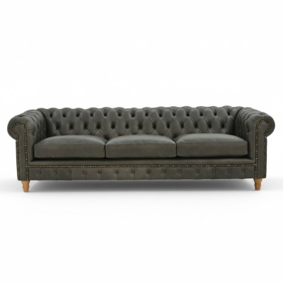 Diseño Sofá de cuero - Chesterfield Acolchado de tres plazas 240cm Nuevo
