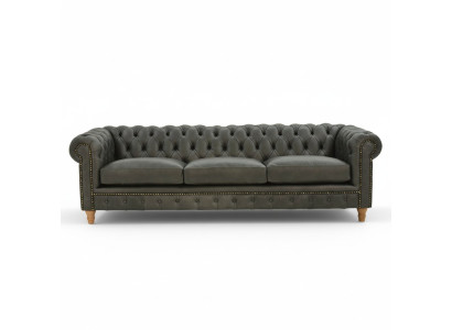 Diseño Sofá de cuero - Chesterfield Acolchado de tres plazas 240cm Nuevo