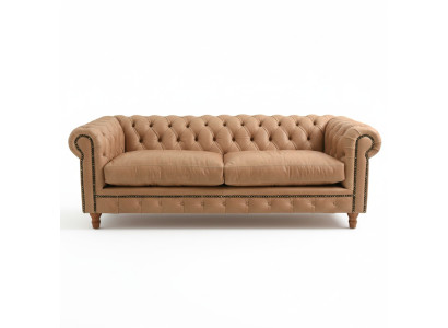 Sofá de diseño de cuero - Chesterfield, tapizado, tres plazas, 220 cm.