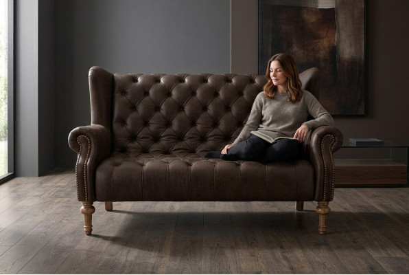 Sofá Chesterfield negro. Tres plazas moderno y elegante.