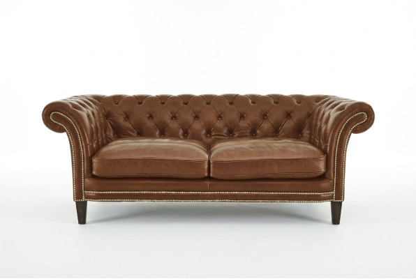 Sofá Chesterfield para hombre Club Sofá Cuero Acolchado Dos plazas Marrón NUEVO jvmoebel ®
