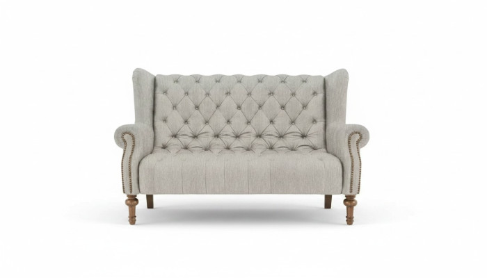 Sofá Chesterfield de tela o cuero, conjunto de sofás acolchados de 2 plazas.